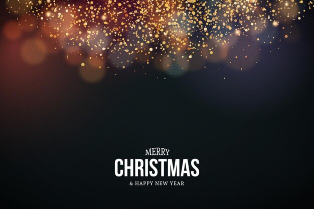 Merry Christmas and Happy New Year Background with Bokeh