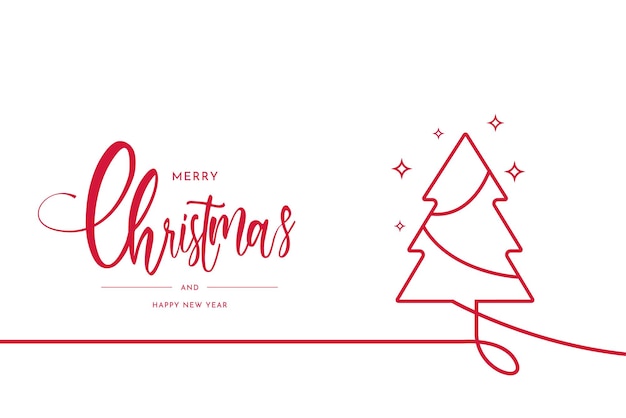 Merry Christmas and Happy New year Background with Minimal Red Christmas Tree Icon