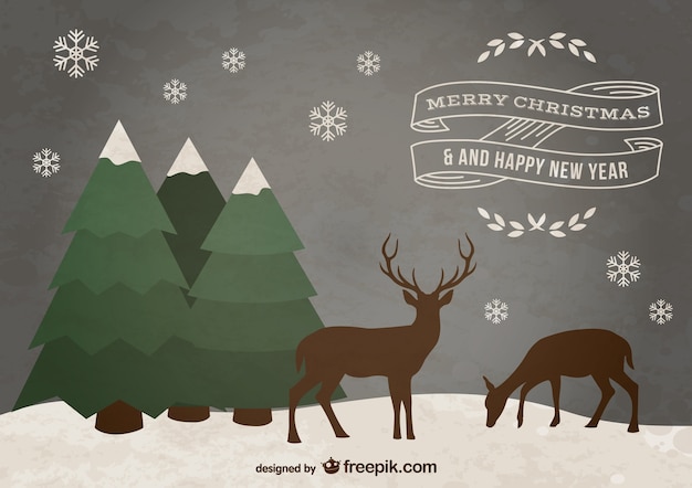 Free Vector merry christmas & happy new year card