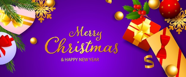 Merry Christmas and Happy New Year festive banner