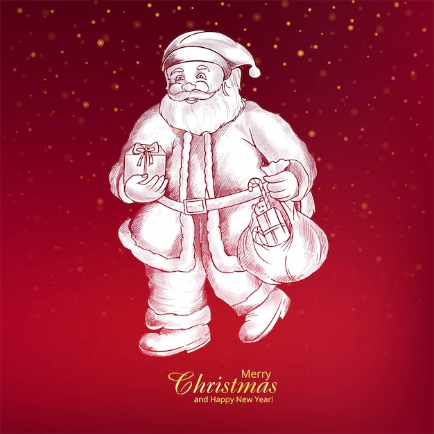 Free Vector merry christmas and happy new year greeting card with santa claus winter background