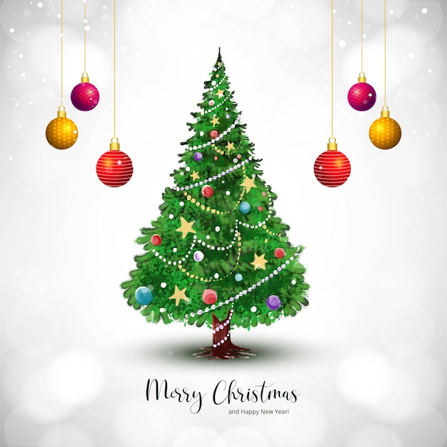 Merry christmas leaf tree holiday card background