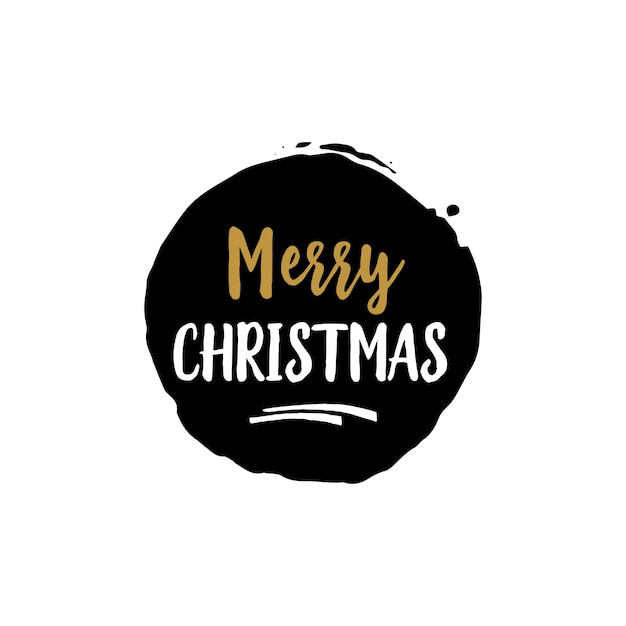 Merry Christmas lettering in black round