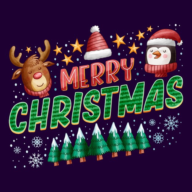 Merry christmas lettering design