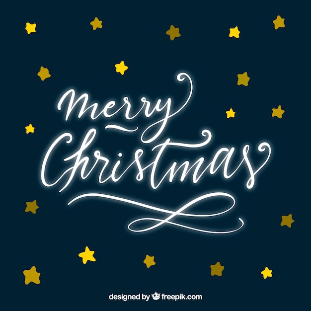 Merry christmas in neon cursive lettering