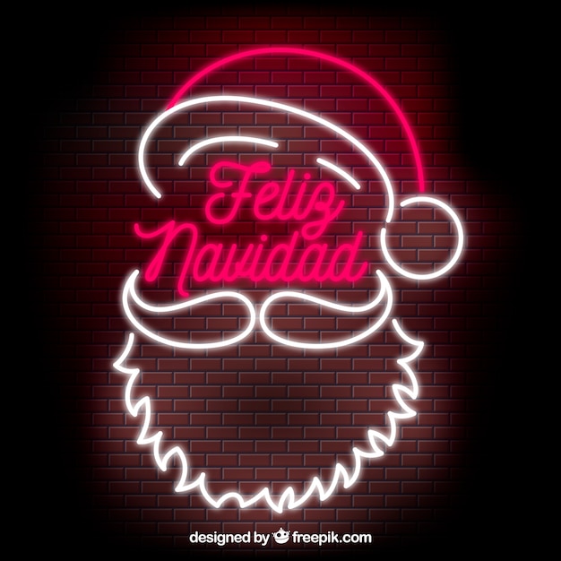 Merry christmas neon santa claus background