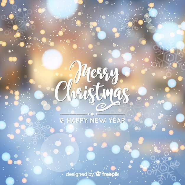 Merry Christmas & New Year Bokeh Background