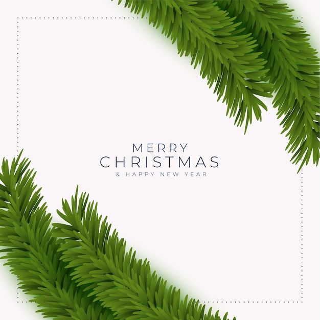 Merry christmas and new year greeting card with realistic tree branches