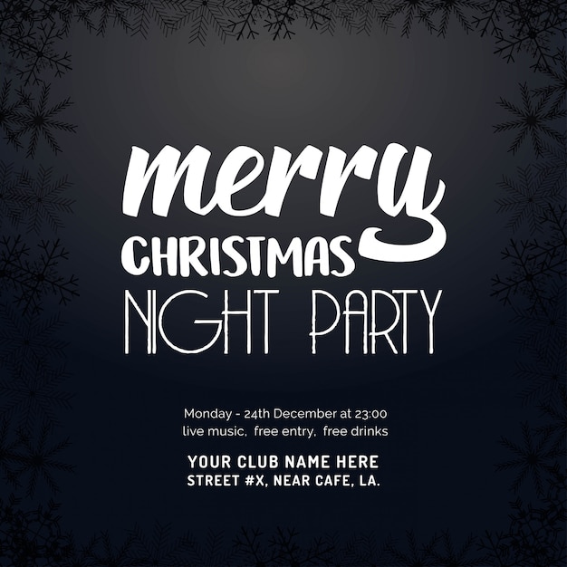 Free vector merry christmas night party background