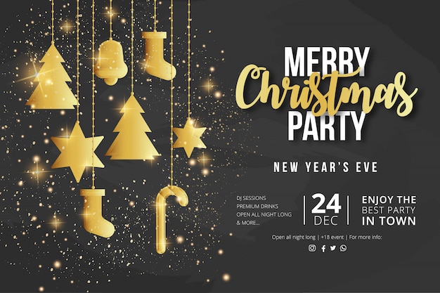 Free vector merry christmas party flyer template