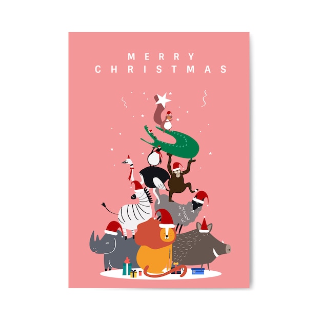 Free Vector merry christmas postcard design vector