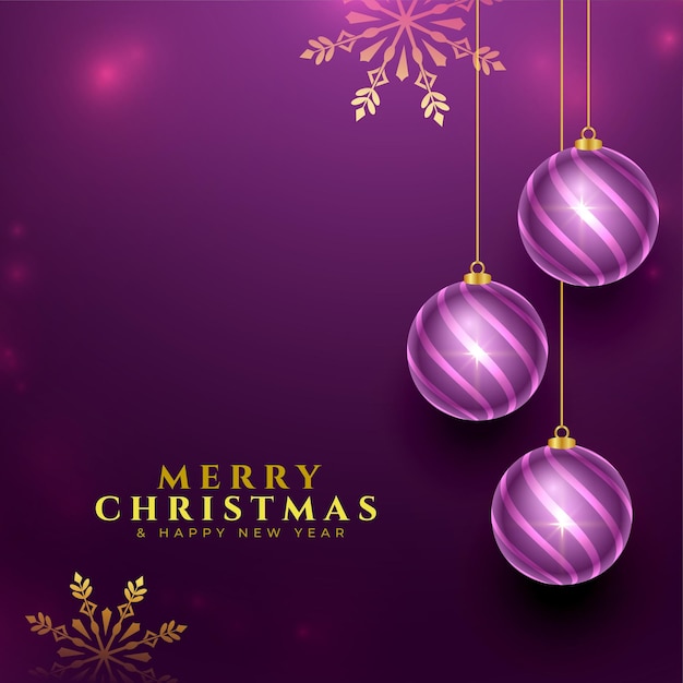 Free Vector merry christmas purple background with xmas element design