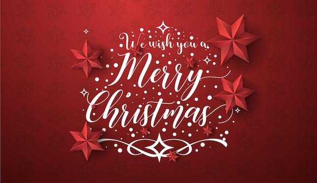 Free Vector merry christmas red background with lettering