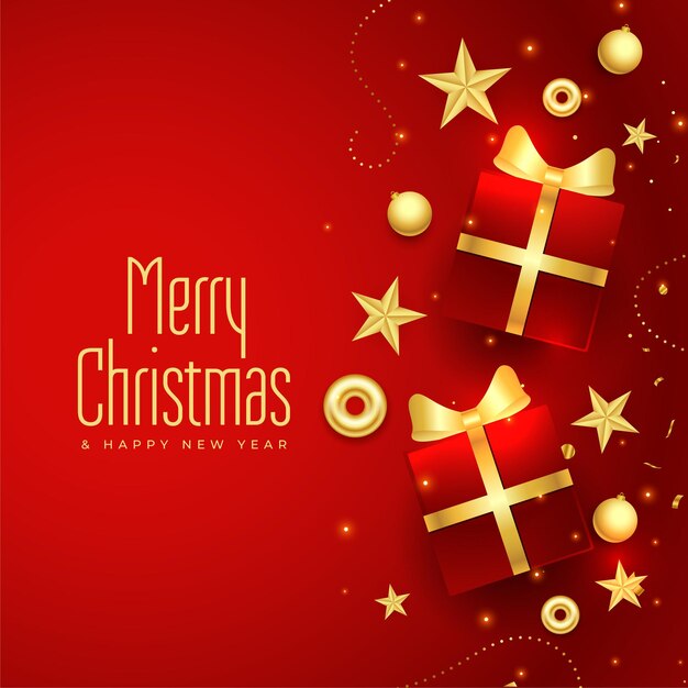 Merry christmas red gift card background design