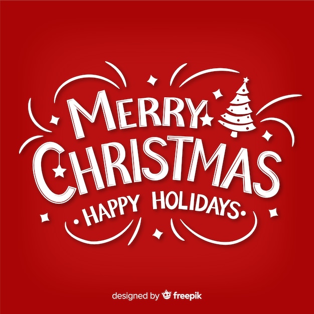 Merry christmas red lettering background