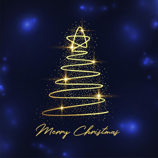 Free Vector merry christmas shiny background with sparkling xmas tree vector illustration