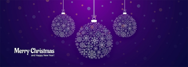 Free Vector merry christmas snowflakes decorative ball banner template