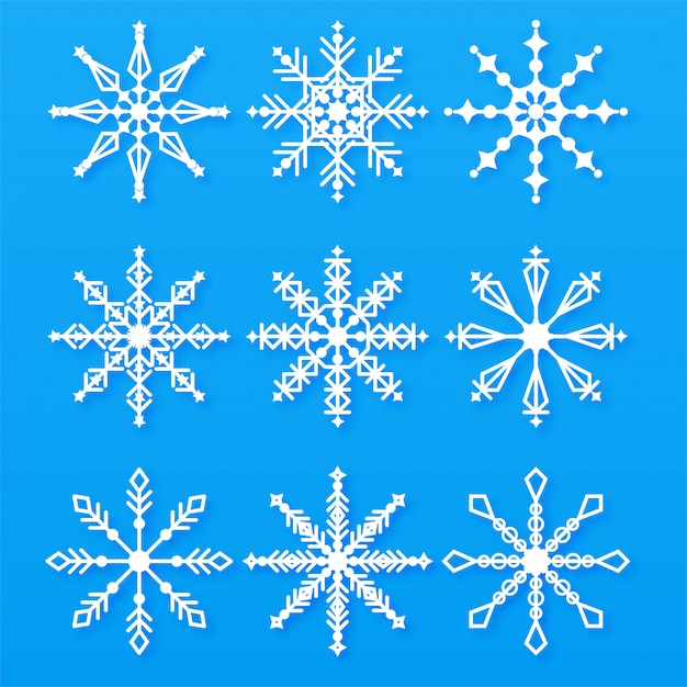 Merry christmas Snowflakes set elements 