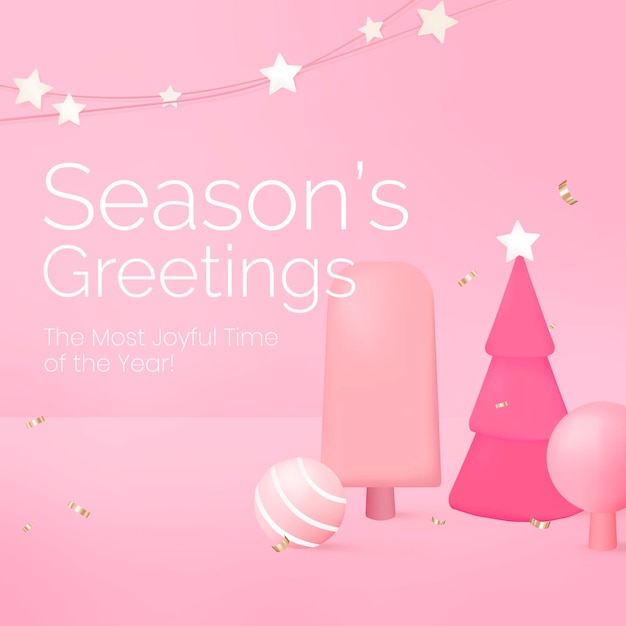 Merry Christmas social media template, season&amp;rsquo;s greetings vector