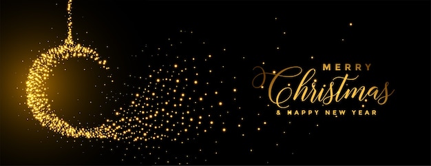 Free Vector merry christmas sparkles ball golden festival banner