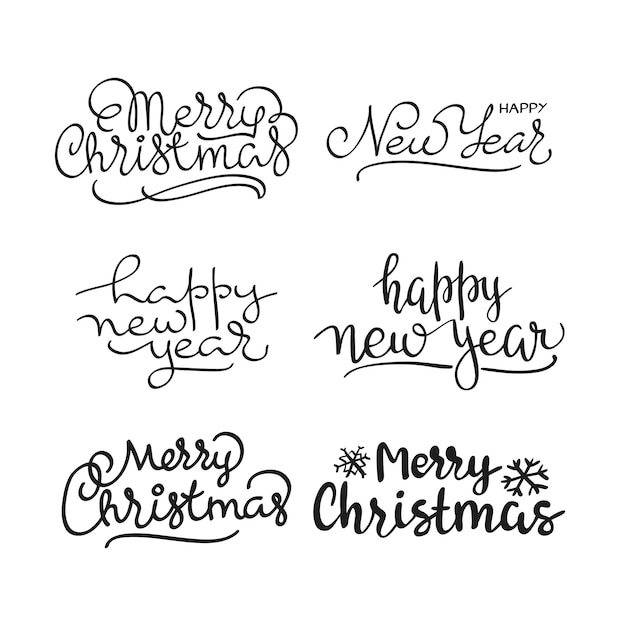 Merry Christmas text Calligraphic Lettering design set