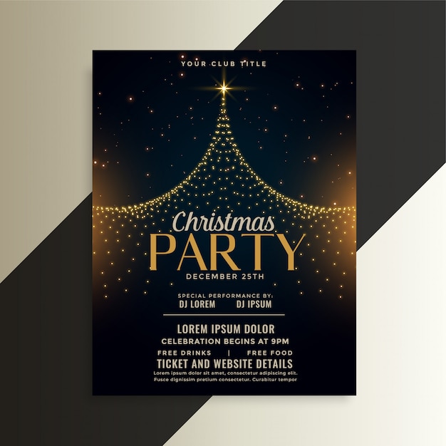 Merry christmas tree party flyer card template