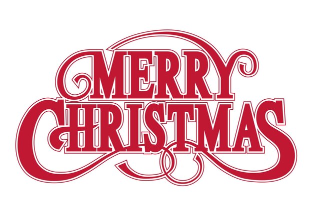 Merry Christmas Vector Logo Red Decorative Logo With Swash Isolated On A White Background