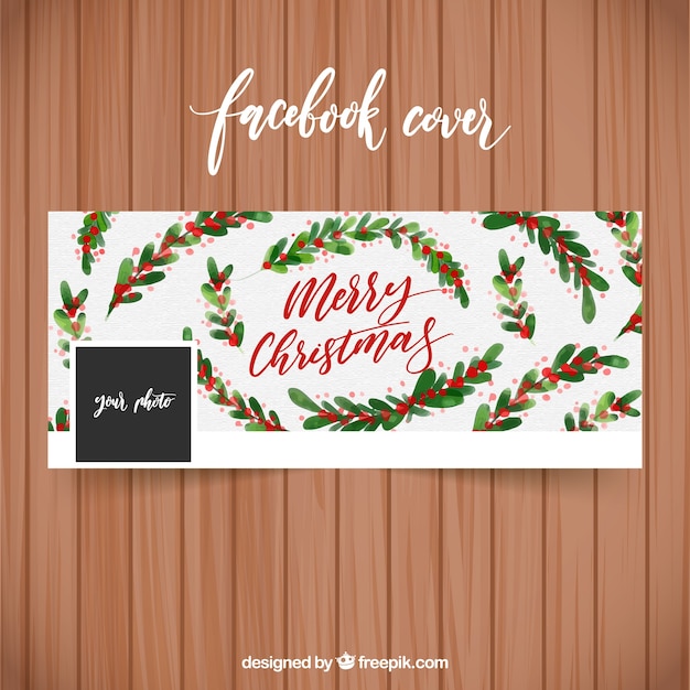 Merry christmas watercolour cover for facebook