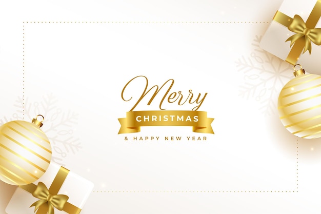 Merry christmas white and golden card design