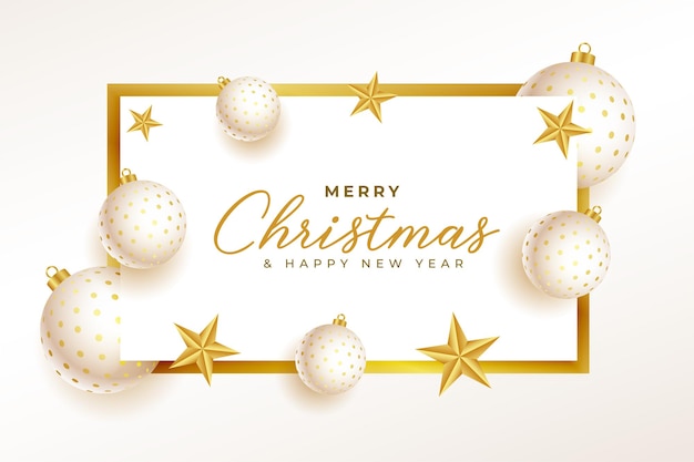 Merry christmas white and golden greeting card design