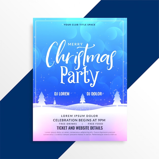 Merry christmas winter scene party flyer template