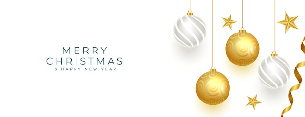 Free Vector merry christmas wishes banner with hanging ball