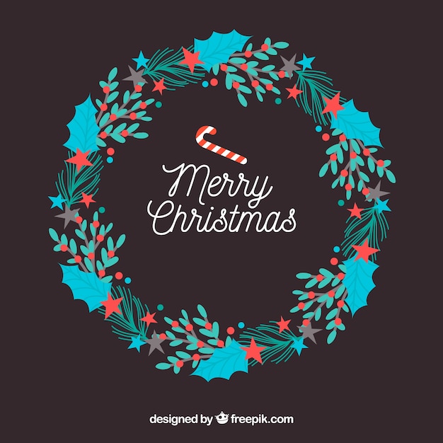 Merry christmas with christmas wreath