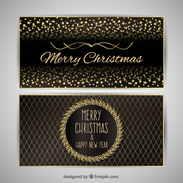 Merry christmas with luxurious golden cards