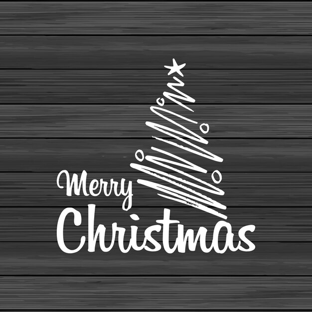 Merry Christmas Wood Background With Creative Lettering 