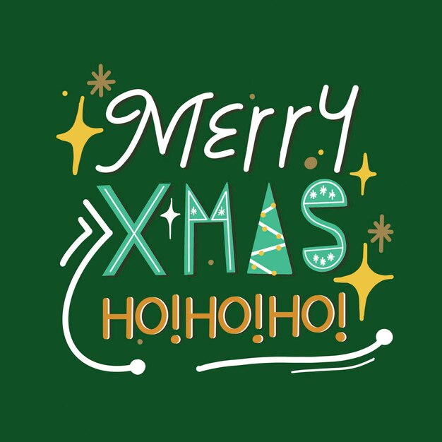 Merry Xmas sticker typography, festive lettering design vector