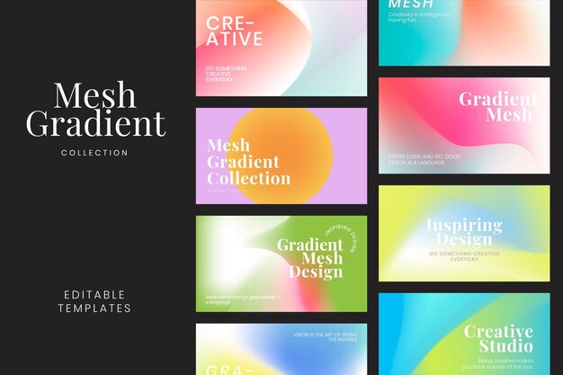 Mesh gradient template collection vector for blog banner