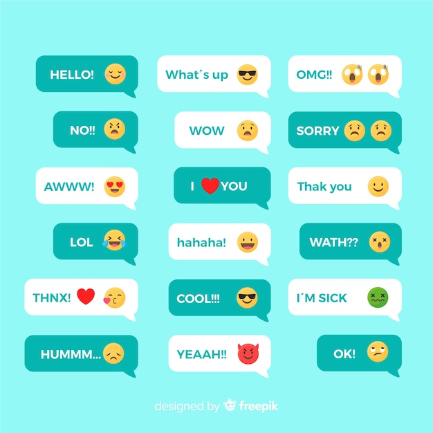 Free Vector messages with emojis reactions