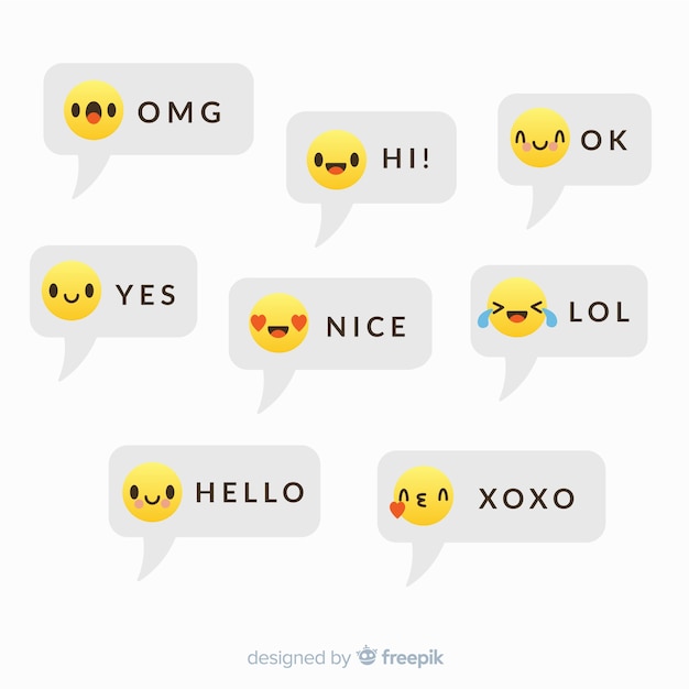 Free Vector messages with emojis reactions