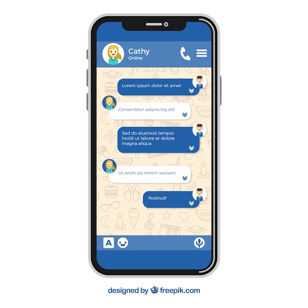 Messenger app for mobile in flat style