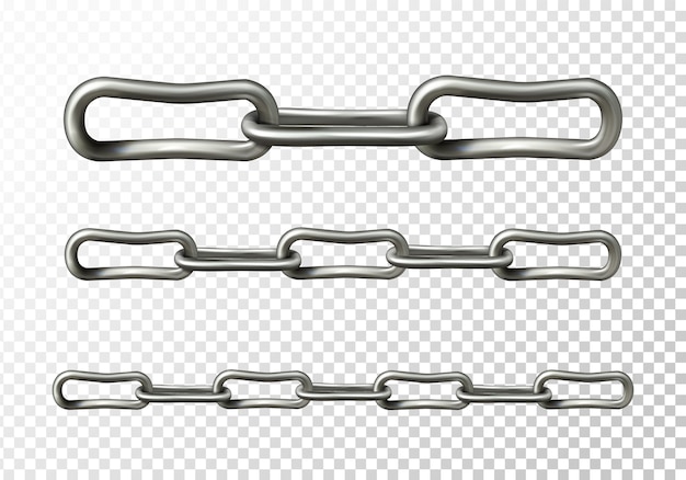 Free Vector metal chain illustration of realistic 3d metallic or silver chain links 