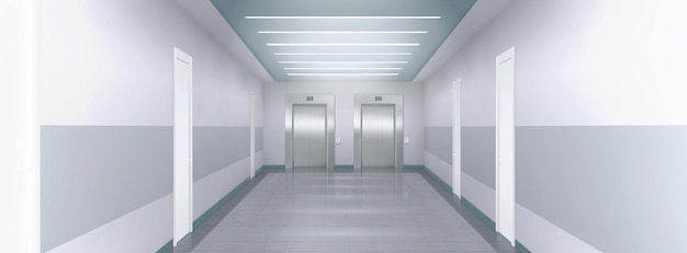 Free Vector metal elevator doors in office hospital hotel