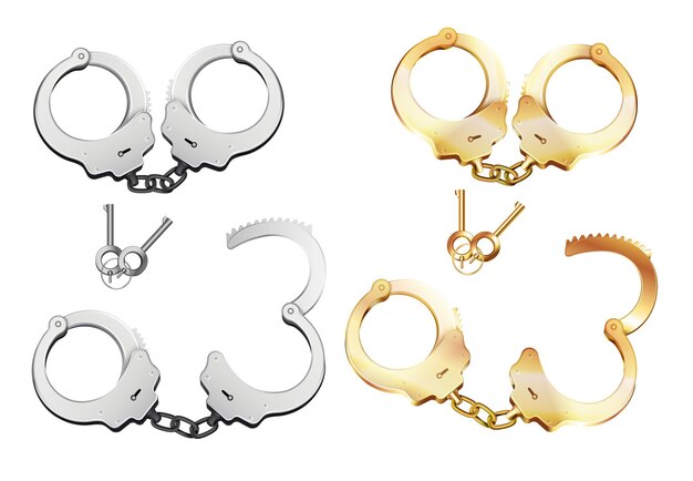 Metal Handcuffs Realistic Set