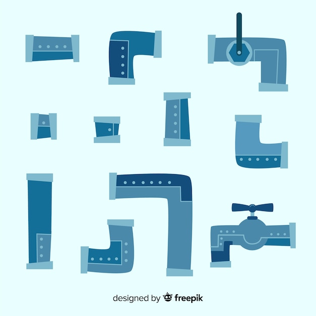 Free Vector metal pipes collection in flat design