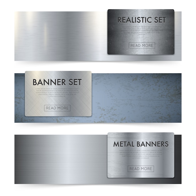 Free Vector metal sheets texture realistic banners set 