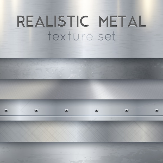 Free vector metal texture realistic horizontal samples set