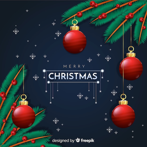 Metallic balls christmas background