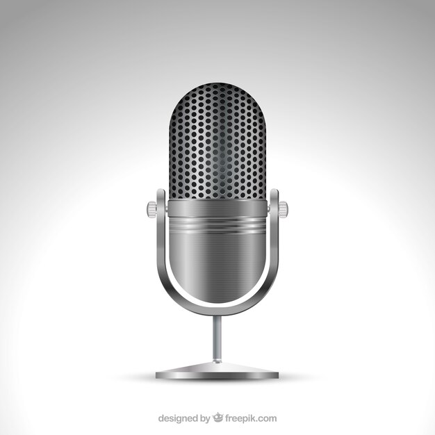 Metallic microphone in realistic style