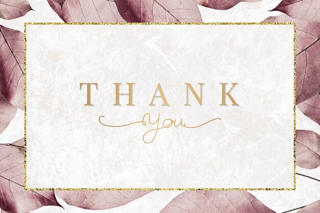 Metallic pink leaves. Thank you card