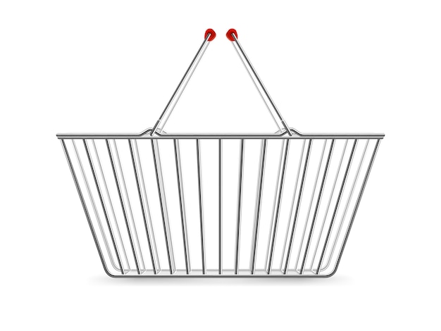 Free Vector metallic shopping basket empty realistic pictogram